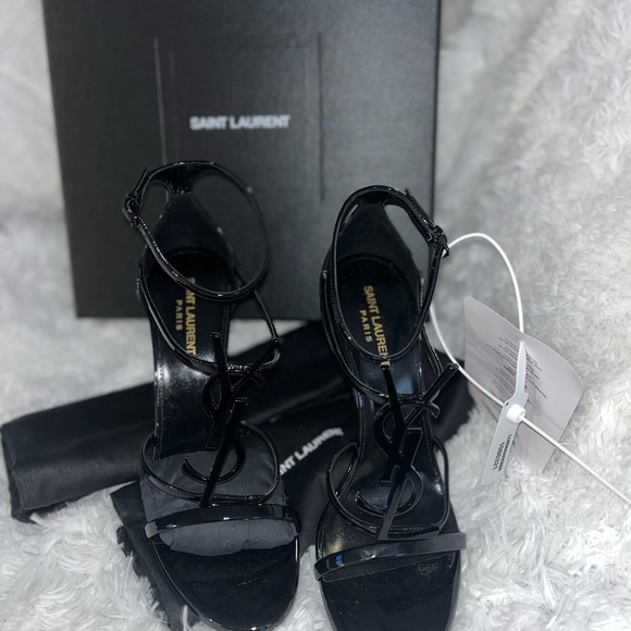 SAINT LAURENT BLACK CASSANDRA SANDALS IN PATENT LEATHER - Size 41/11 - Picture 3 of 16
